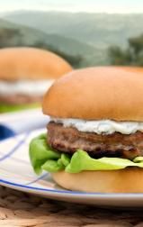 Image of Greek Burgers with Tzatziki Sauce on a plate.
